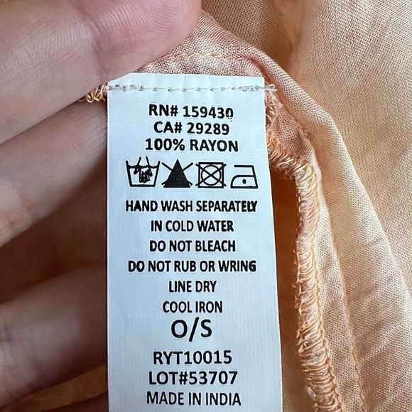 Elan Peach and Mauve Tie Dye Resort Wear Bohemian Tie Front Coverup One Size - Picture 8 of 8